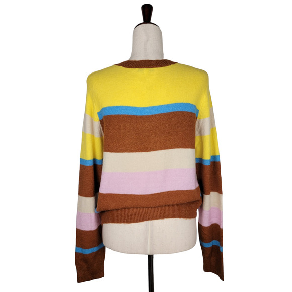 G.I.L.I Got It Love It Yellow Stripe Crew Neck Sweater - Size S - Picture 4 of 6